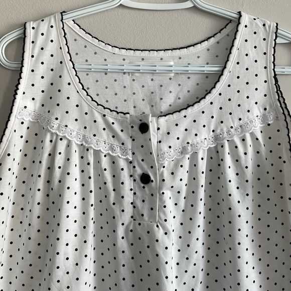 Sleeveless nightdress one piece night gown polka dot sleepwear - Picture 2 of 3